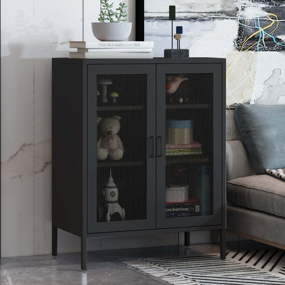 Levede Storage Cabinet Steel Kitchen Cupboard Metal Bookcase Filing Office Black