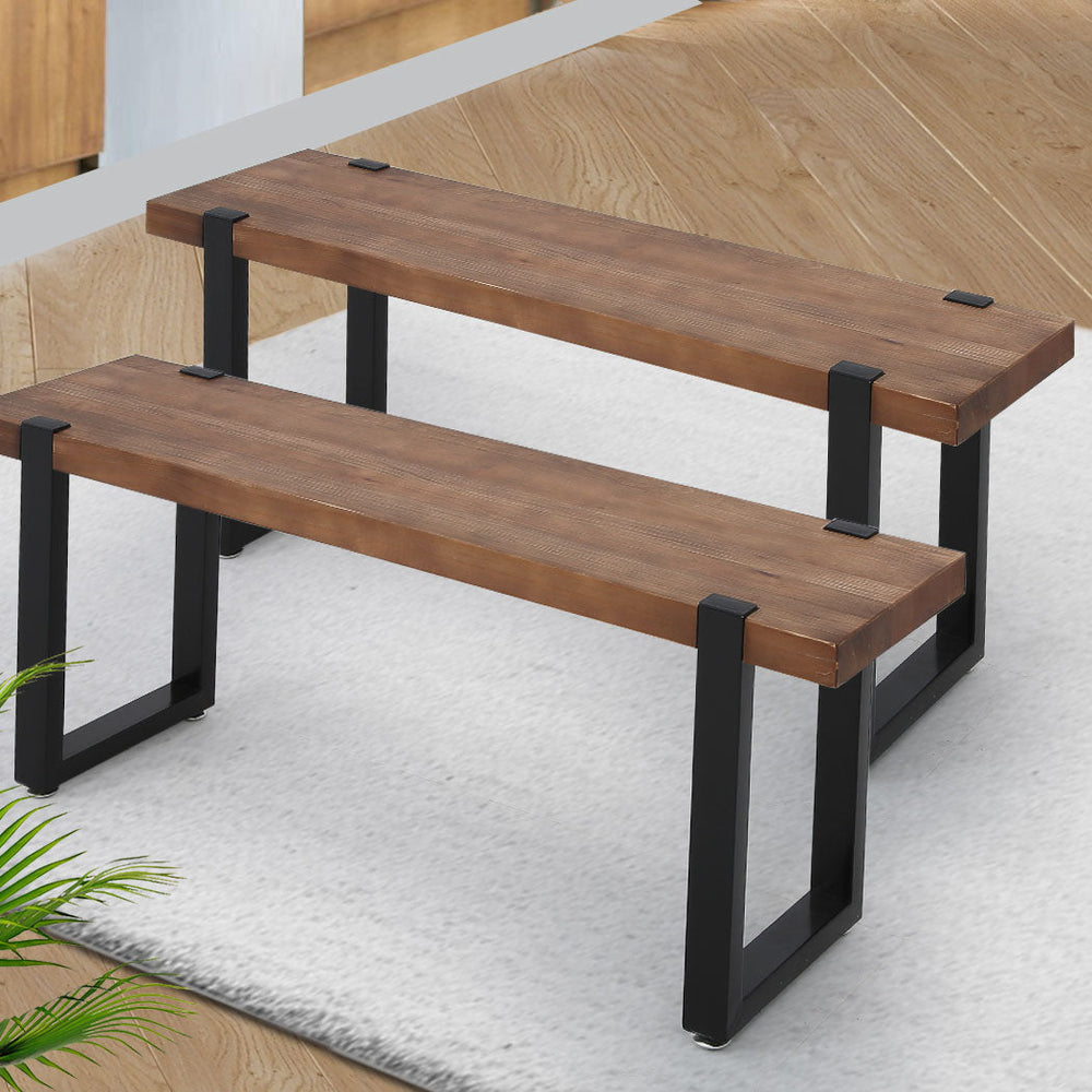 Levede 2x Dining Bench Chairs Wooden Seat Kitchen Outdoor Garden Patio 115CM