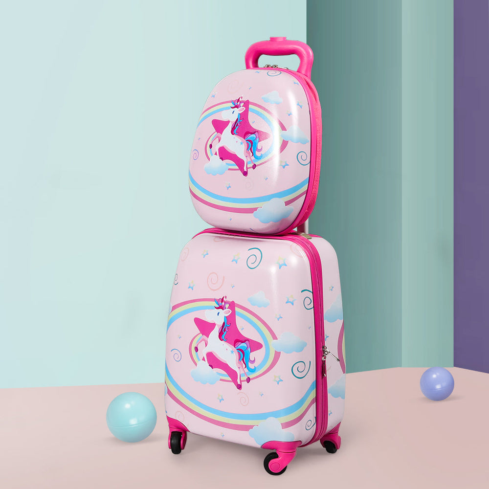 Bopeep 16&#39;&#39;13&#39;&#39; 2PCS Kids Luggage Set Travel Suitcase Child Bag Backpack Unicorn