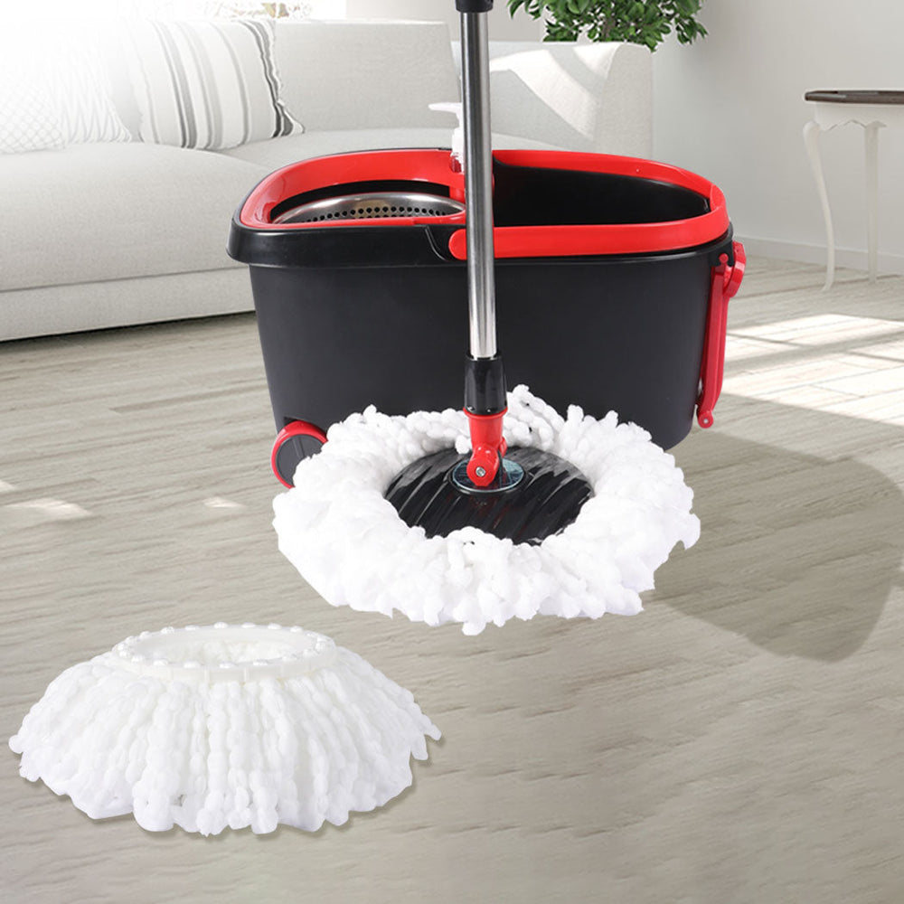 Cleanflo Spin Mop Bucket Set 360o Degree Stainless Steel Rotating Wet Dry  Black