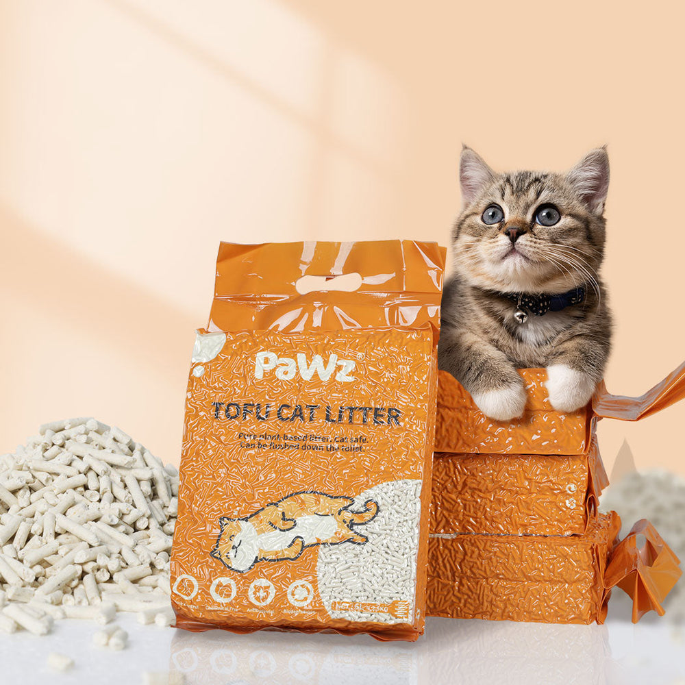 Pawz 2.5kg Tofu Cat Litter Clumping Flushable Fast Super Absorben Natural x2