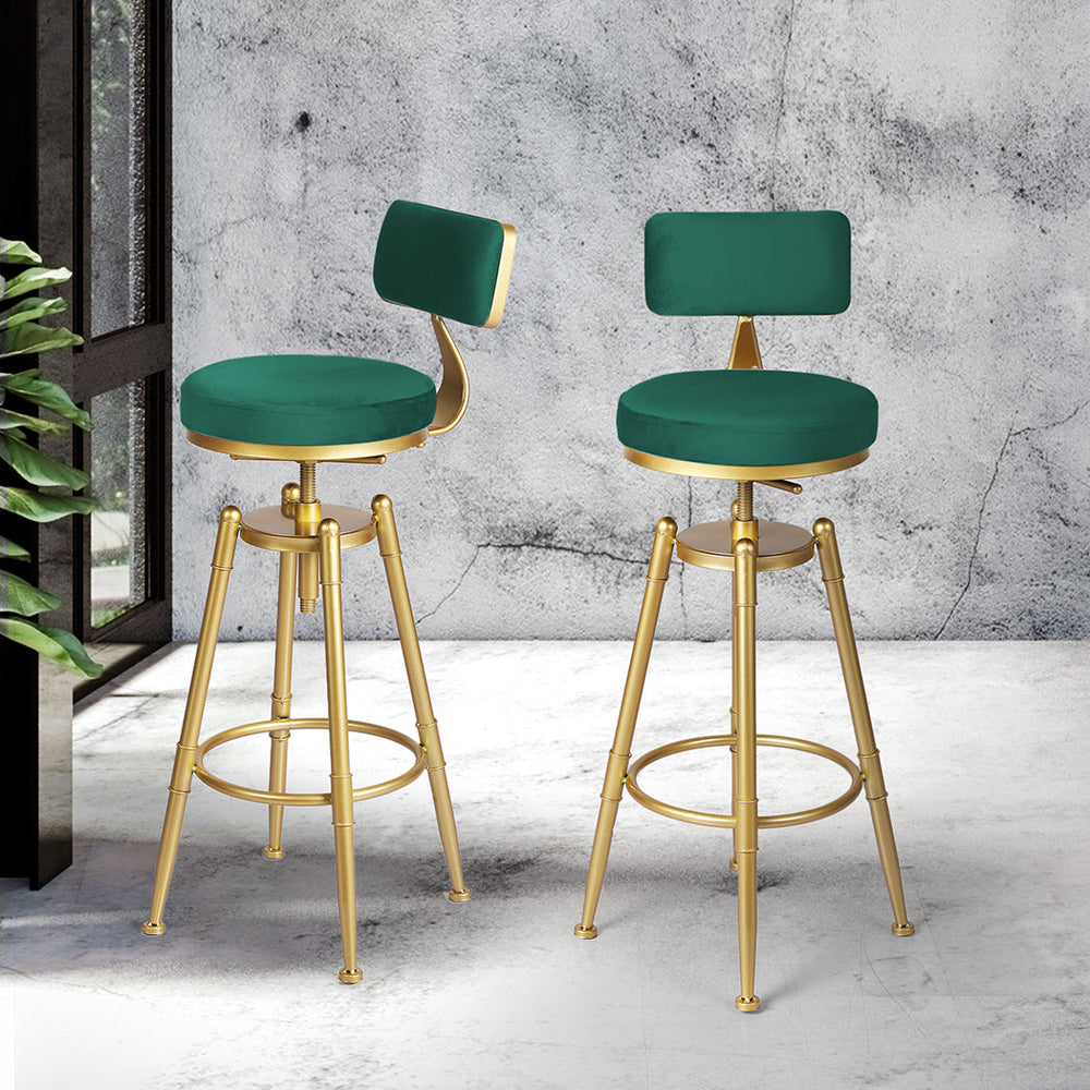 Levede 1x Bar Stools Velvet Kitchen Stool Chair Swivel Barstools Padded Seat