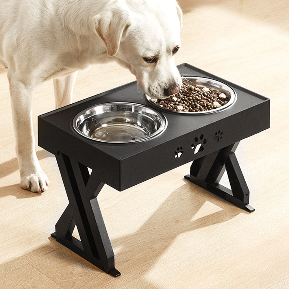 Pawz Elevated Pet Feeder Food Water Double Bowl  Adjustable Height Raised Stand