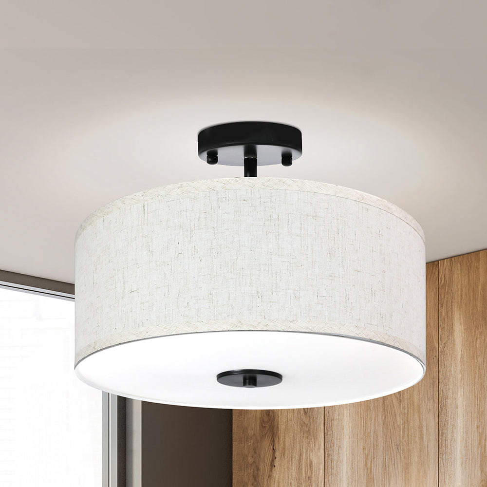 Emitto Ceiling Light Led Modern Pendant Lights Bedroom Lamp Linen Shade Flush