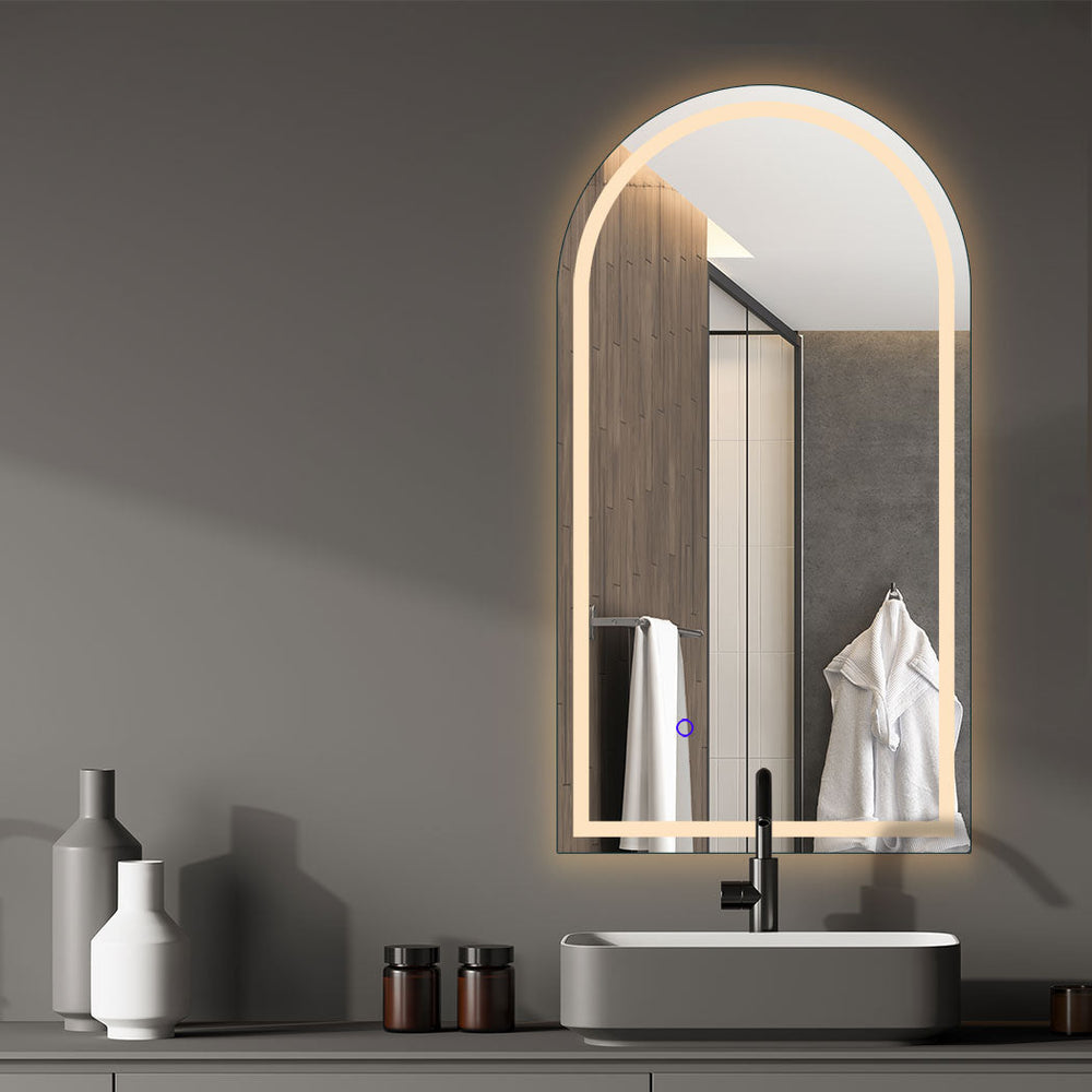 Emitto LED Wall Mirror Arch Anti-fog Bathroom Mirrors Makeup Light 50x90cm