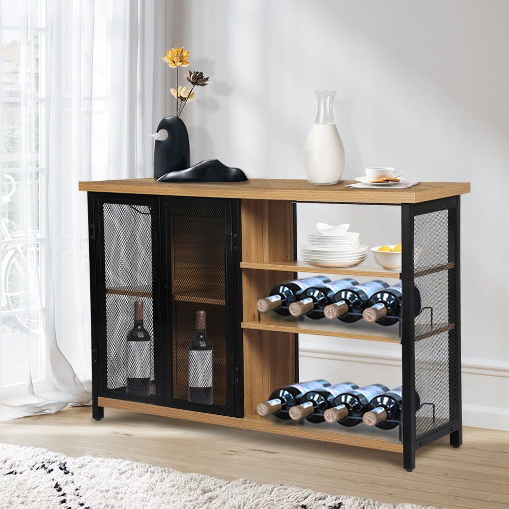 Levede Bar Cabinet Buffet Sideboard Industrial Wine Steamrack Glasses 120CM