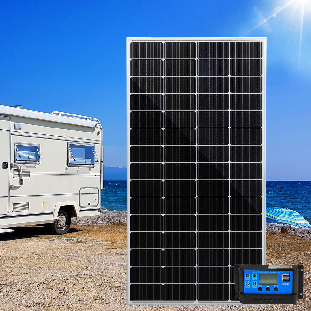 Traderight Group  12V 350W Solar Panel Kit Mono Caravan Camping Power Controller Charging USB Home