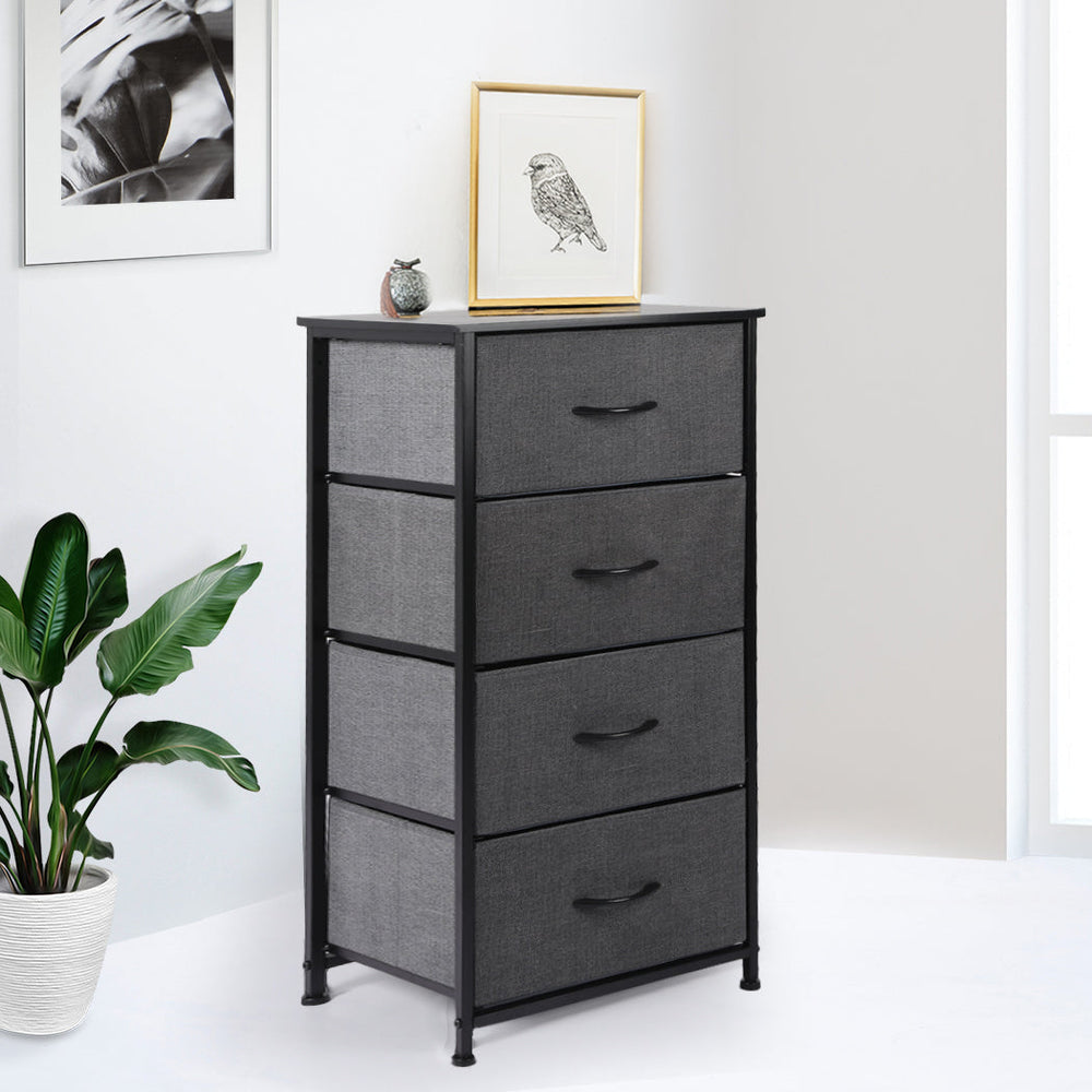 Levede Storage Cabinet Tower Chest of Drawers Dresser Tallboy 4 Drawer Bedside