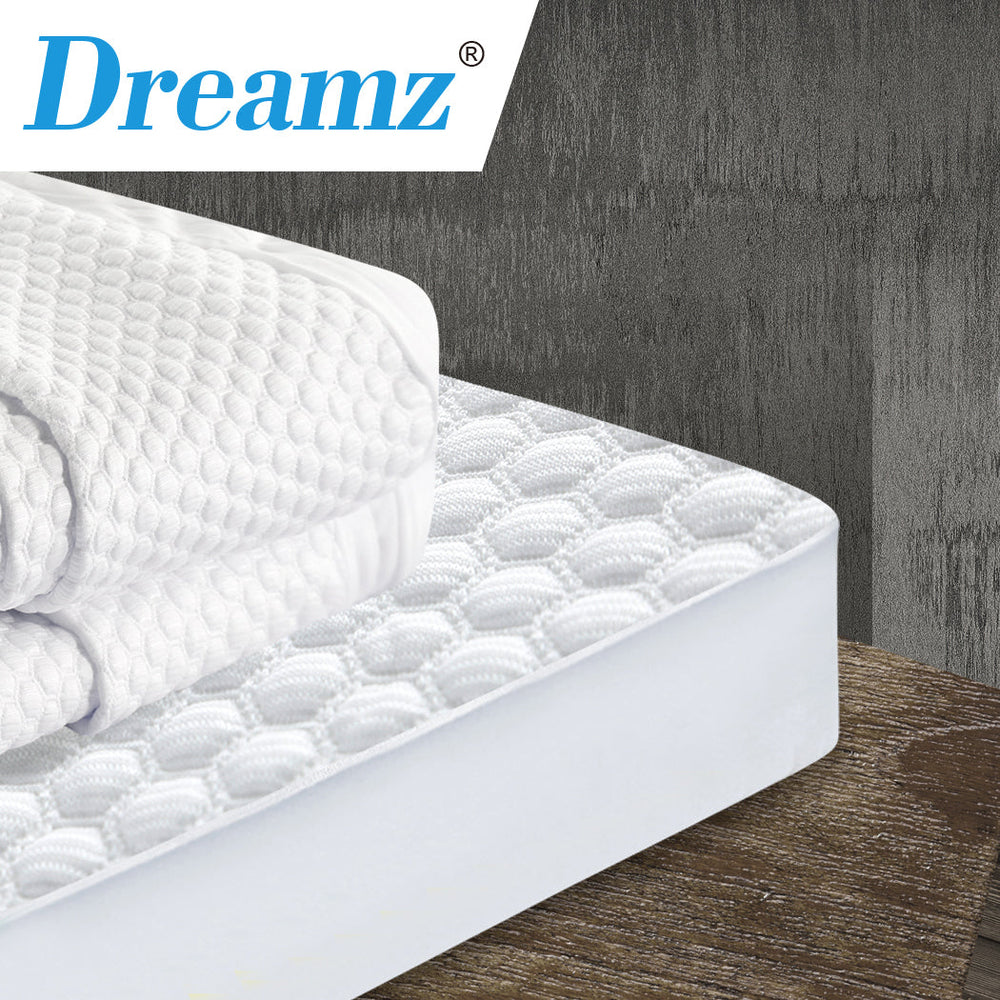 Dreamz Mattress Protector Topper Polyester Cool Fitted Cover Waterproof Single