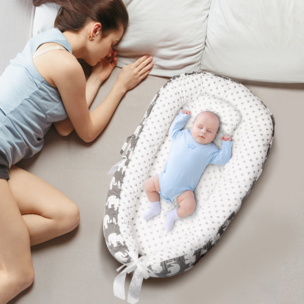 Bopeep Baby Nest Bed Lounger Sleeping Portable Pillow Newborn Bassinet Crib Grey