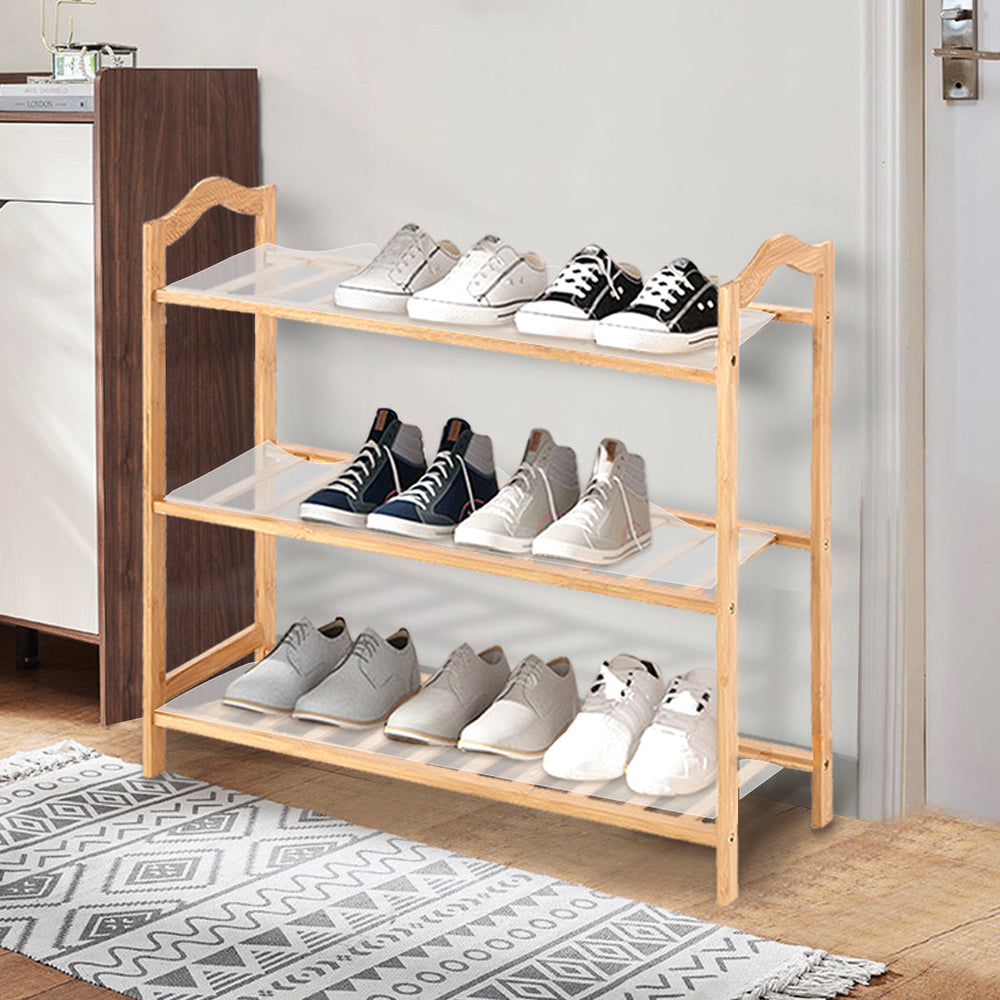 2x Levede 3 Tier Bamboo Shoe Rack Shoes Organizer Storage Shelves Stand Shelf