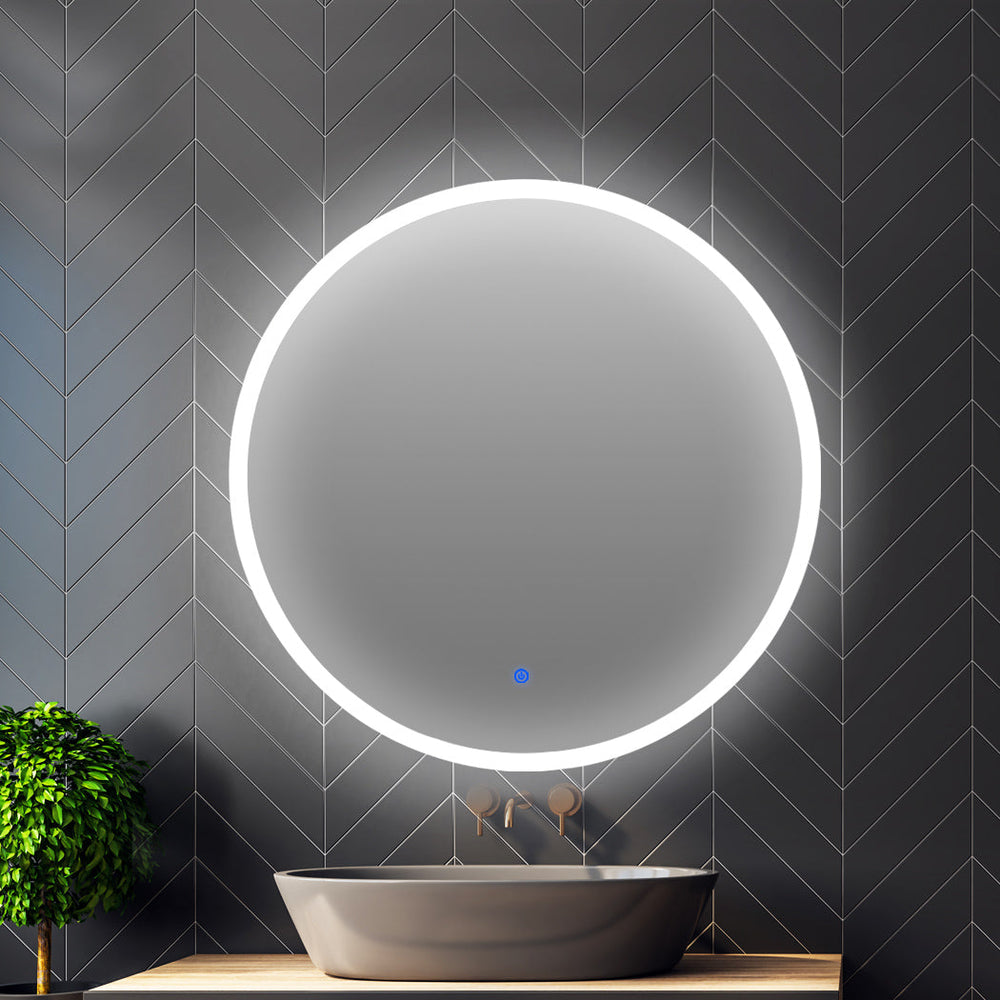 Emitto LED Wall Mirror Round Anti-fog Bathroom Mirrors Makeup Light Decor 90cm