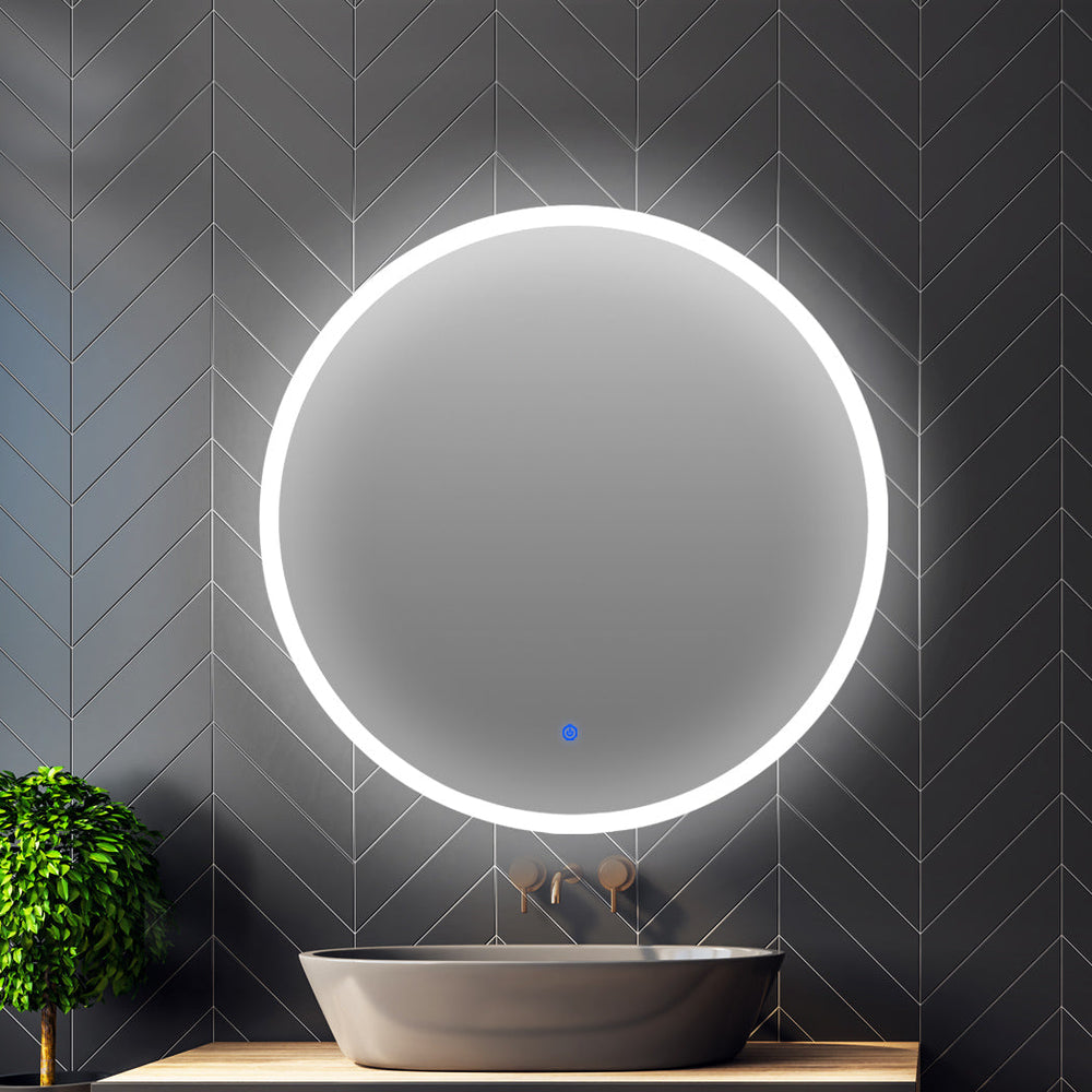 Emitto LED Wall Mirror Round Anti-fog Bathroom Mirrors Makeup Light Decor 80cm