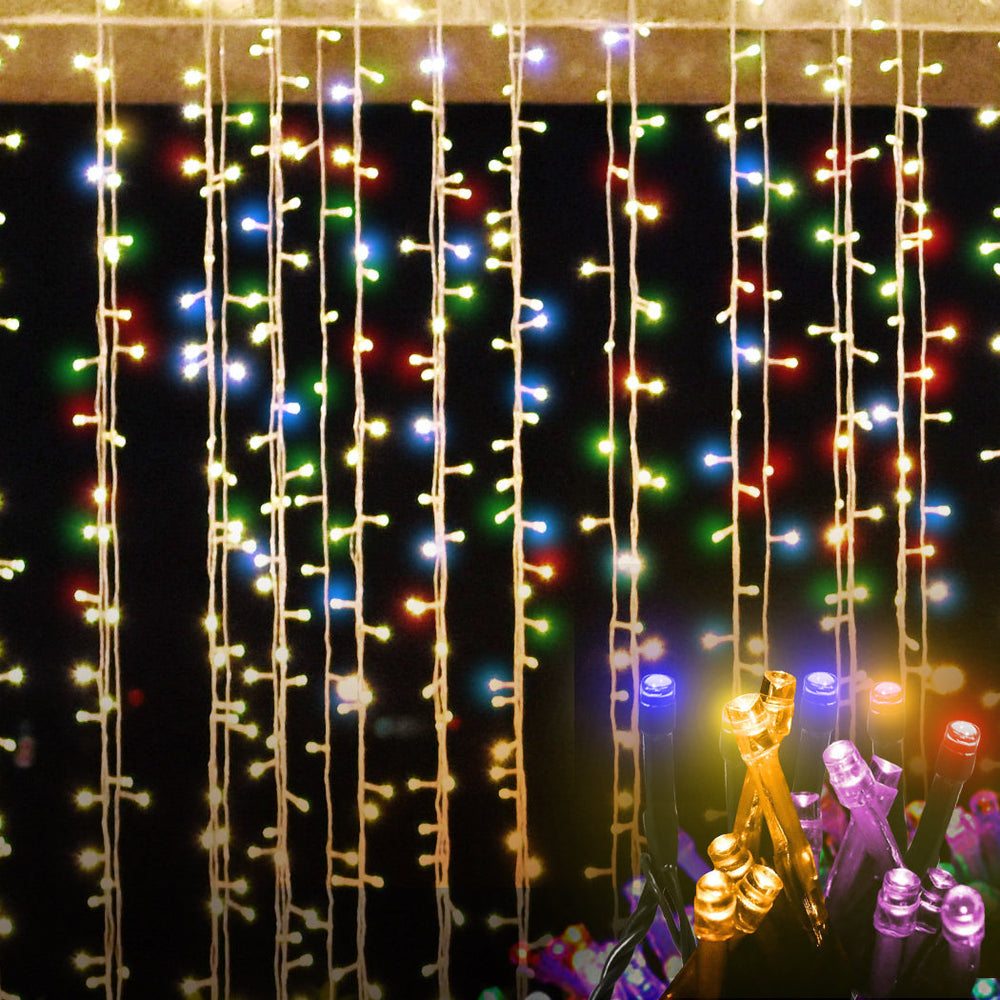 Emitto 3*3M LED Curtain Fairy Lights Wedding Indoor Outdoor Garden Party Decor