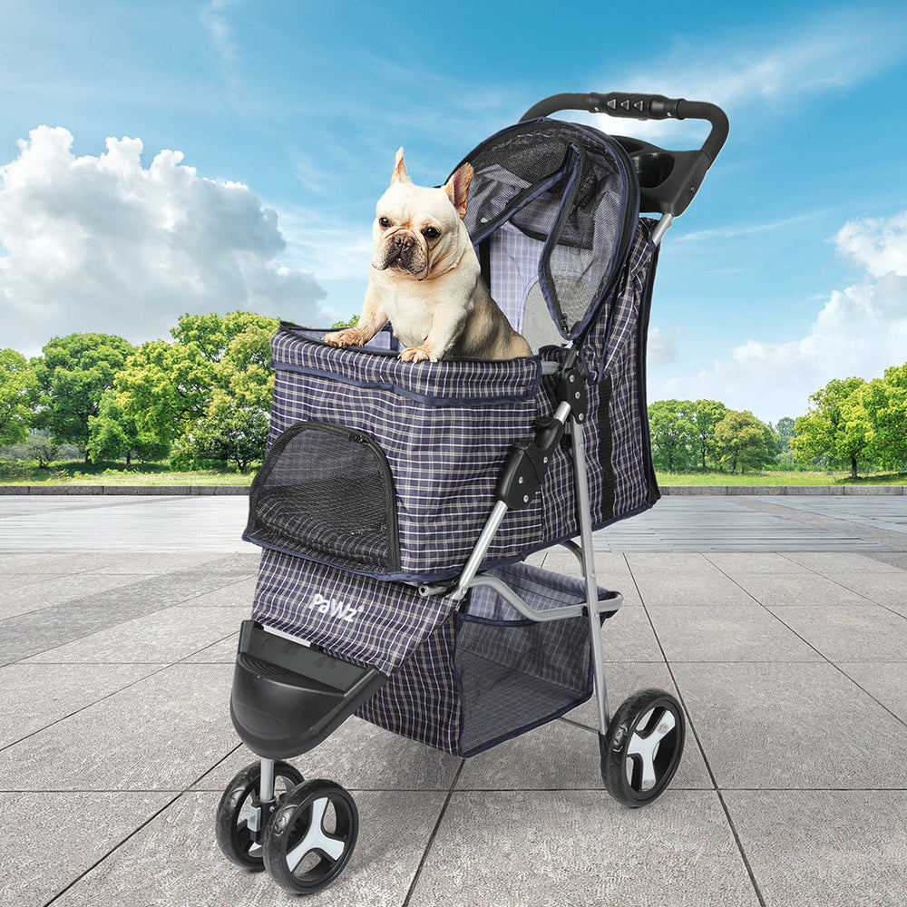 Pawz Large Pet Stroller Dog Cat Carrier Travel Pushchair Foldable Pram 3 Wheels