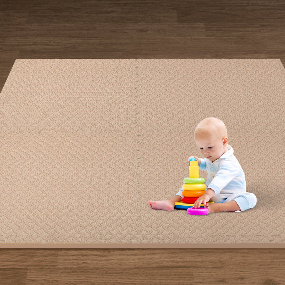 Bopeep EVA Foam Kids Play Mat Floor Kid Crawling Interlocking Home Beige 60x60
