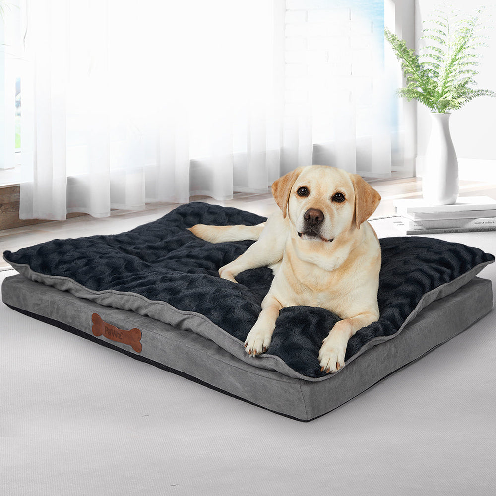 Dog Calming Bed Warm Soft Plush Comfy Sleeping Memory Foam Mattress Dark Grey XL