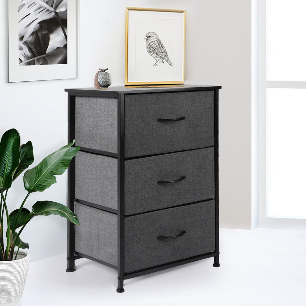 Levede Storage Cabinet Tower Chest of Drawers Dresser Tallboy 3 Drawer Bedside