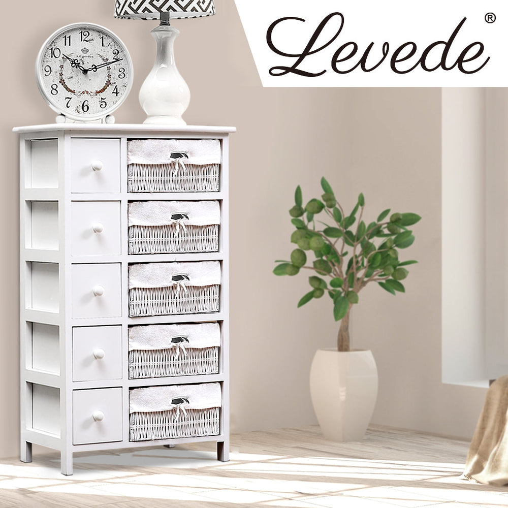 Levede Storage Cabinet Side Table Bedside Tables Chest of 5 Drawers Tallboy