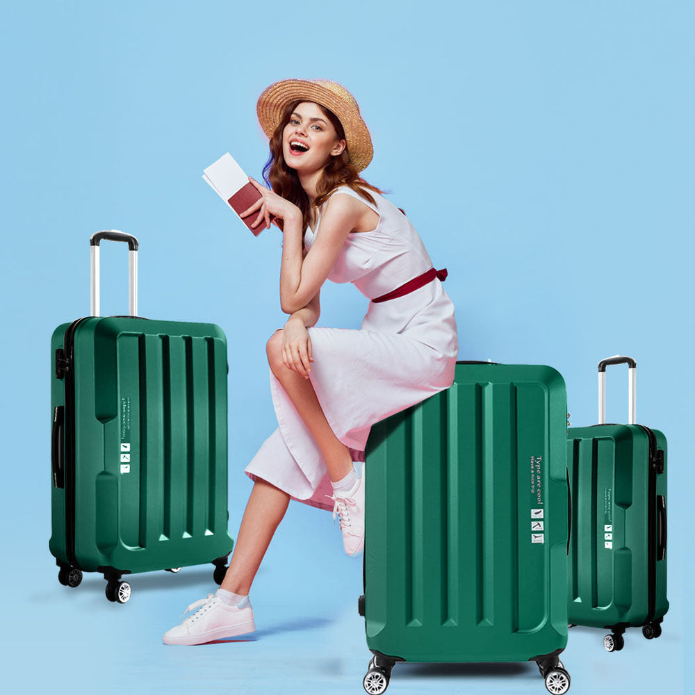 Slimbridge 20&quot;24&quot;28&quot; 3PC Luggage Sets Suitcase Set Travel Carry On TSA Green