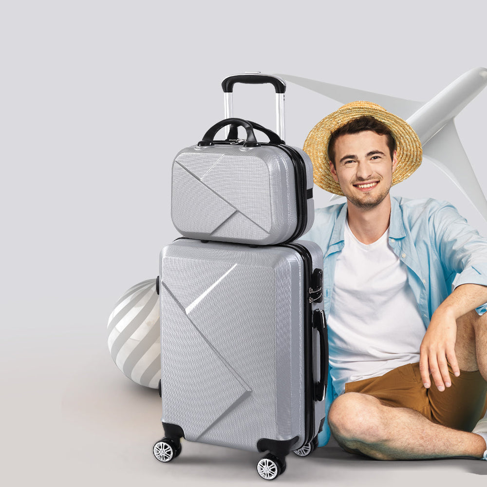 Slimbridge 2pcs 20&quot;Travel Luggage Set 12&quot;Hand Carry On Bag Suitcase Case Grey