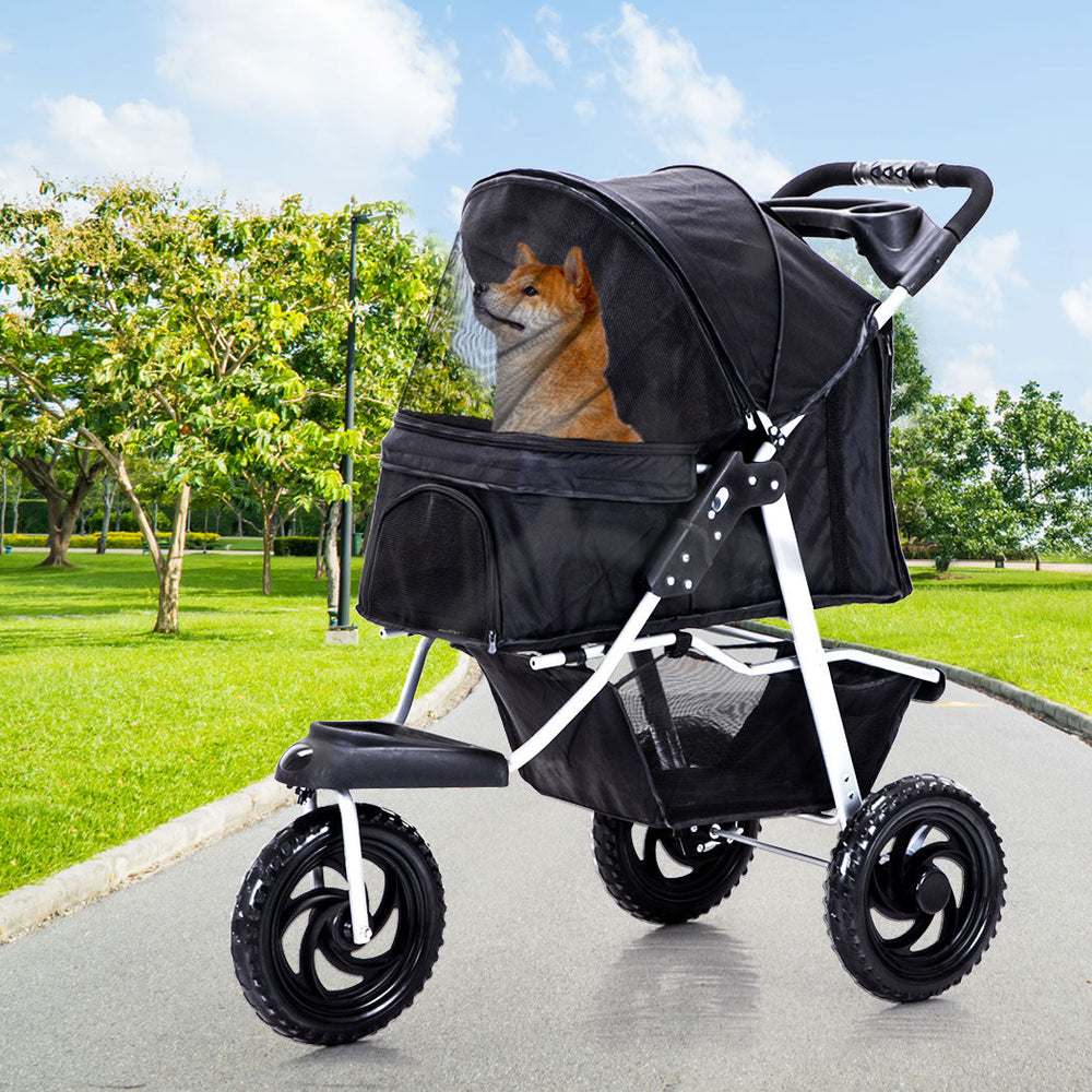 Pawz Pet Stroller Pram Dog Carrier Trailer Strollers 3 Wheels Foldable Large