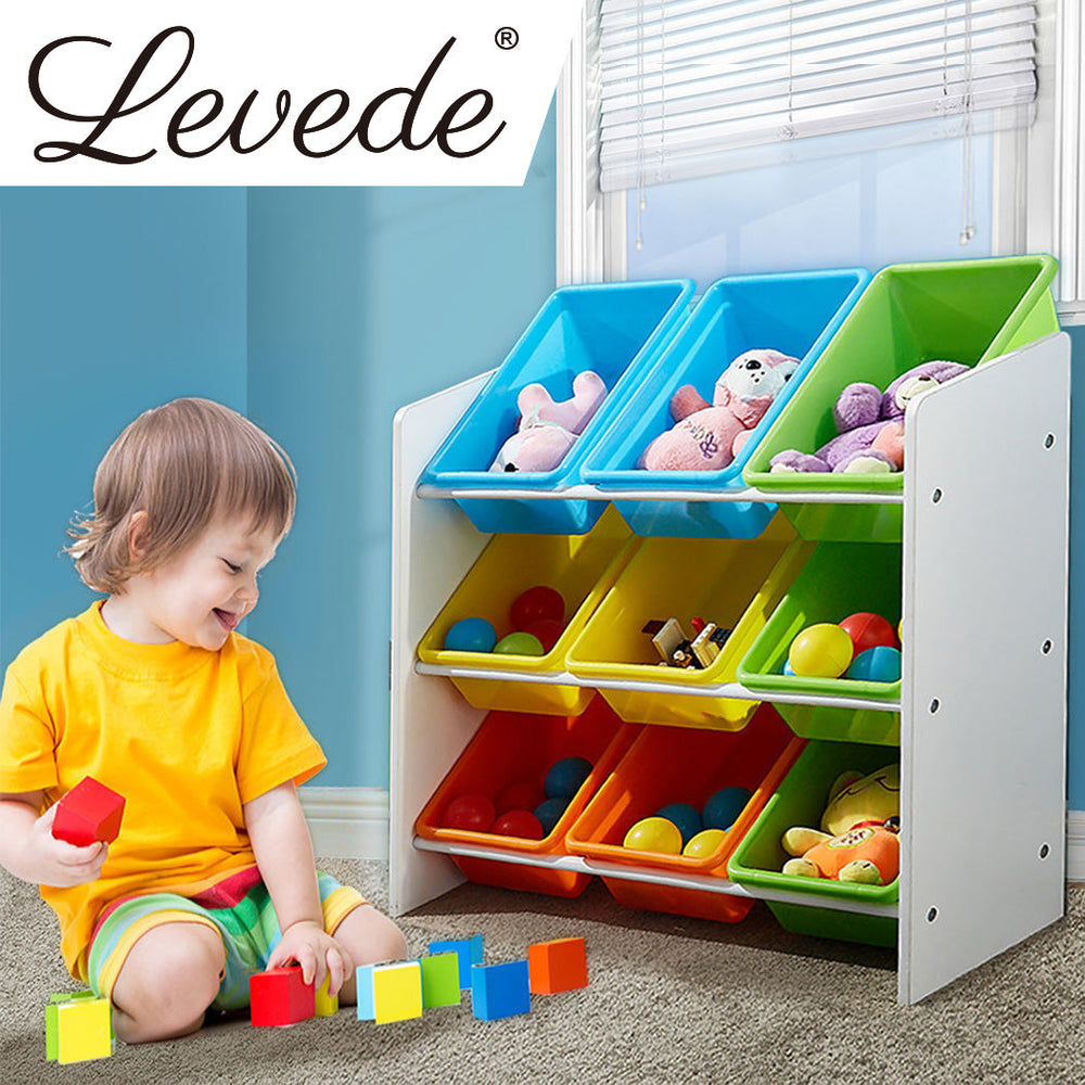 Levede 9 Bins Kids Toy Box Bookshelf Organiser Display Shelf Storage Rack Drawer