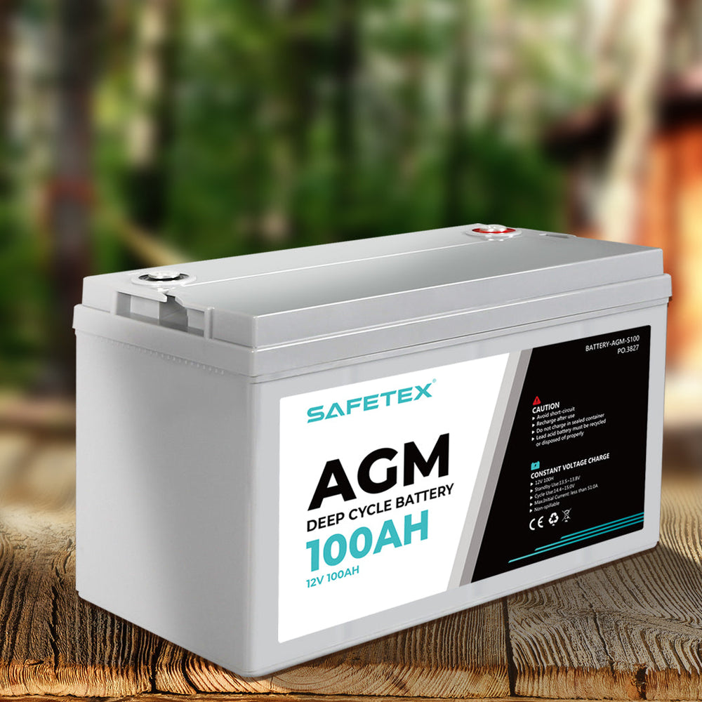 12V 135Ah AGM Battery Outdoor Rv Marine 4WD Deep Cycle &amp; W/ Strap Battery Box