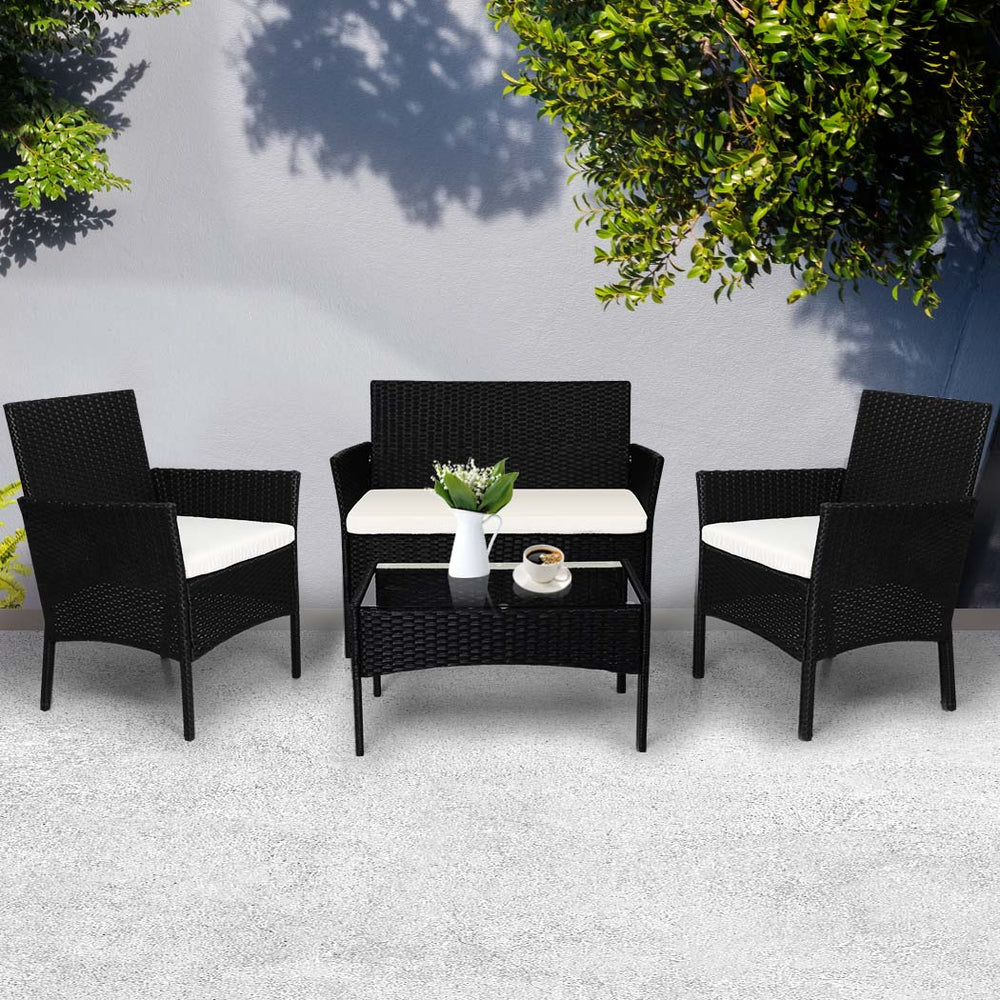 Levede 4PCS Outdoor Furniture Setting Patio Garden Table Chair Set Wicker Lounge