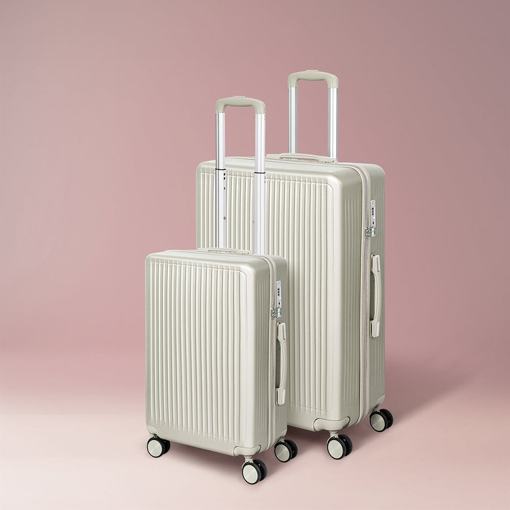 Slimbridge Luggage Suitcase Trolley Set Travel Lightweight 2pc 20&quot;+28&quot; White