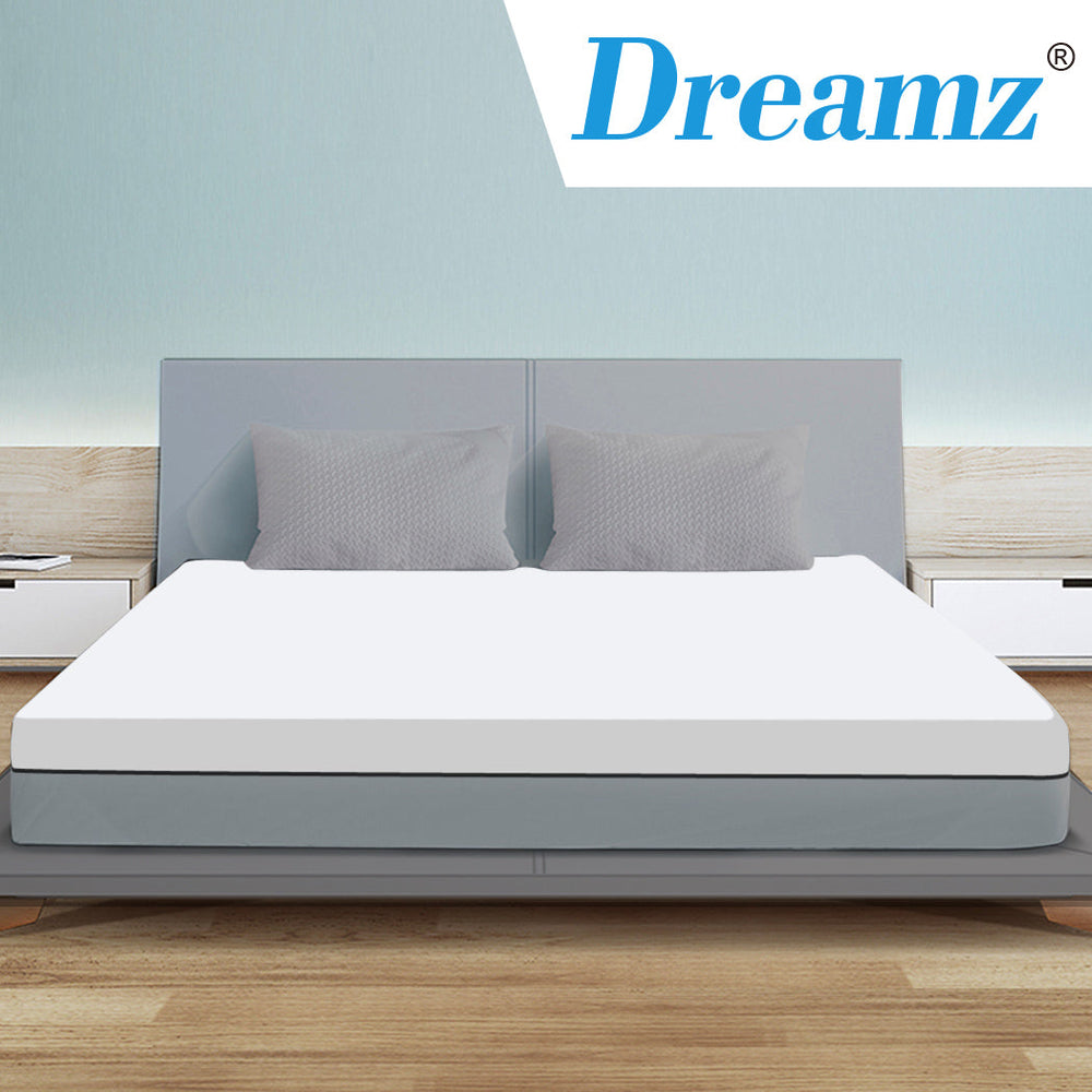 Dreamz 7cm Memory Foam Bed Mattress Topper Polyester Underlay Cover King