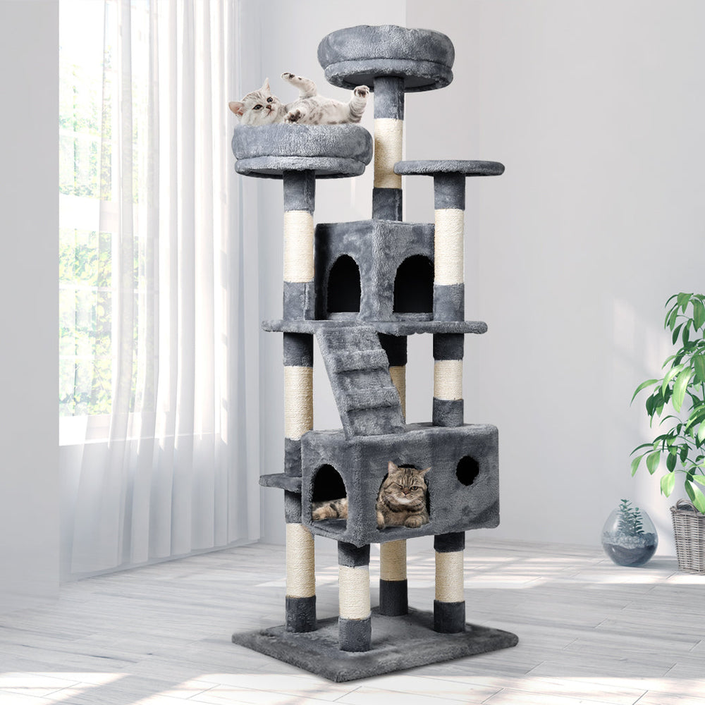 Pawz Cat Trees Scratching Post Scratcher For Large Cats Tower House Grey 141cm