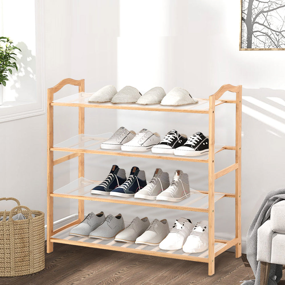 Levede Bamboo Shoe Rack Storage Wooden Organizer Shelf Stand 4 Tiers Layers 90cm