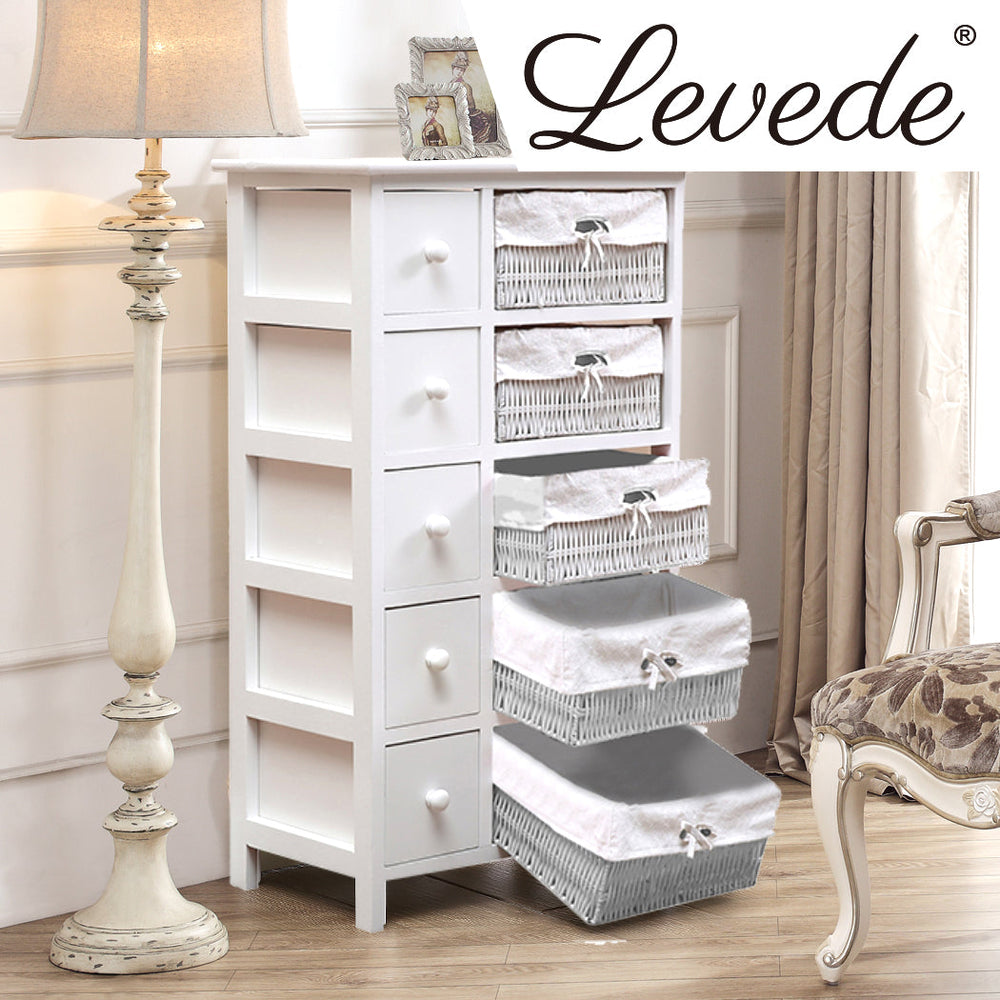 Levede Storage Cabinet Side Table Bedside Tables Chest of 5 Drawers Tallboy