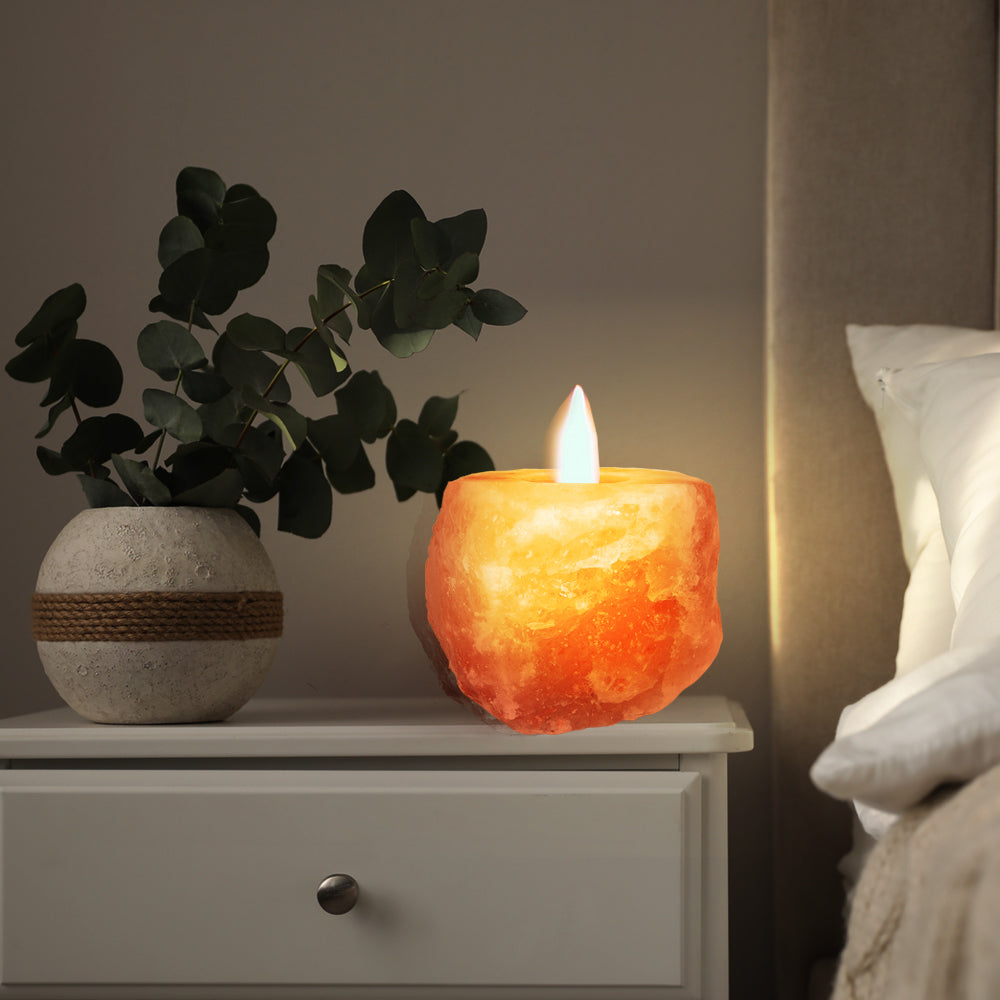 4x Himalayan Salt Lamp Tealight Candle Holder Decor Natural Crystal Ionizer Home