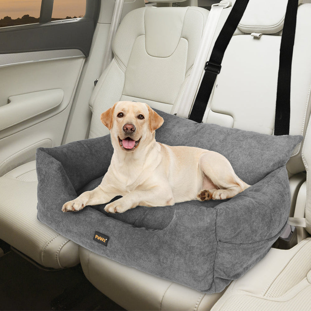 Pawz Pet Car Booster Seat Dog Protector Portable Travel Bed Removable Grey L