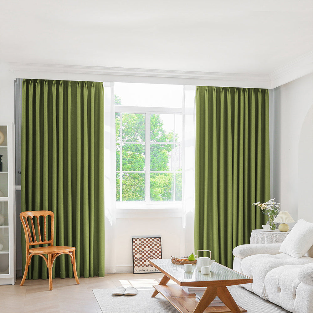 Marlow 2XBlockout Curtains Chenille Blackout Draperies Eyelet Day 240x250 Green