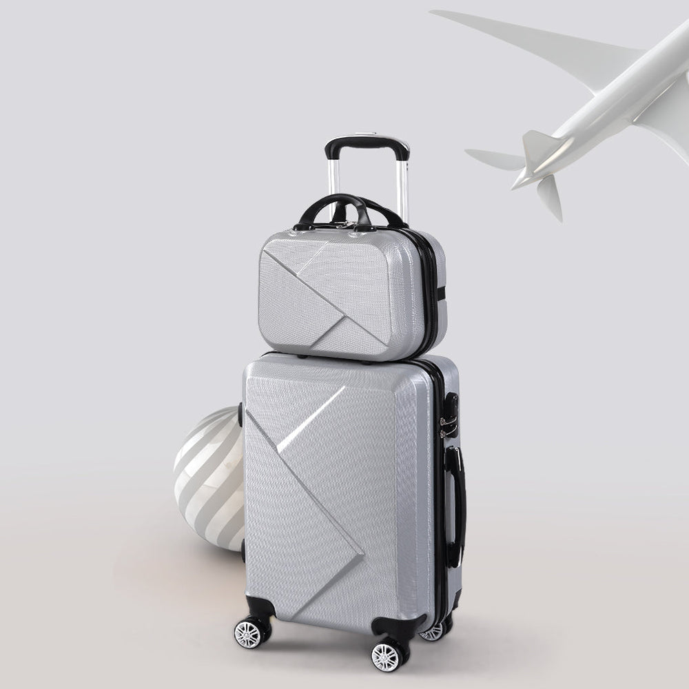 Slimbridge 2pcs 20&quot;Travel Luggage Set 12&quot;Hand Carry On Bag Suitcase Case Grey