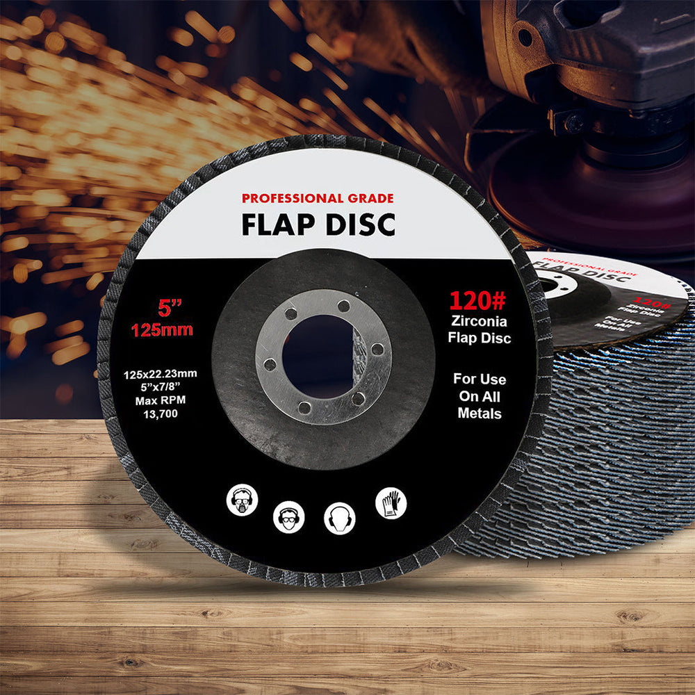 Traderight Flap Discs 125mm 5&quot; Zirconia Sanding Wheel 120 # Sander Grinding x10