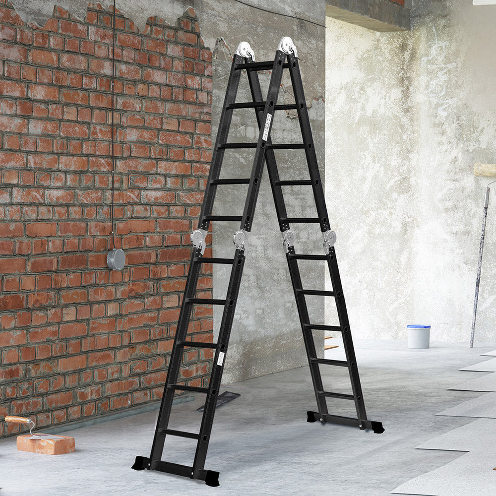 Traderight Multi Purpose Ladder Aluminium Folding Platform Extension Step 5.7M