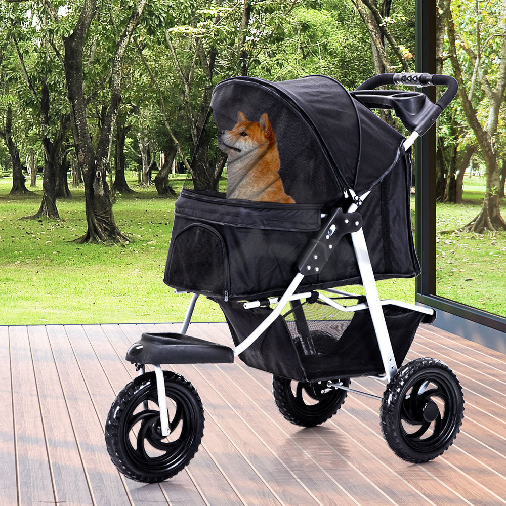 Pawz Pet Stroller Pram Dog Carrier Trailer Strollers 3 Wheels Foldable Large