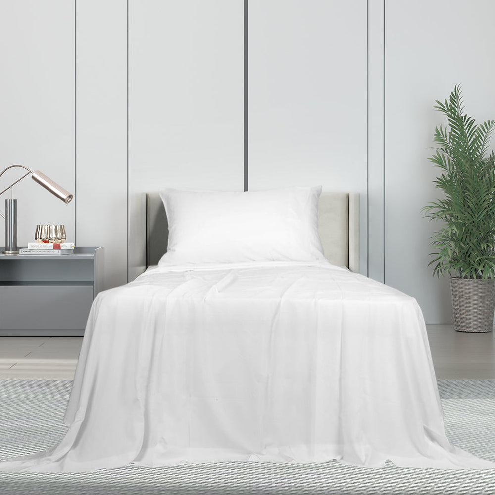 Dreamz Bamboo Sheet Set Fitted Pillowcase Single Size White 3PCS Set