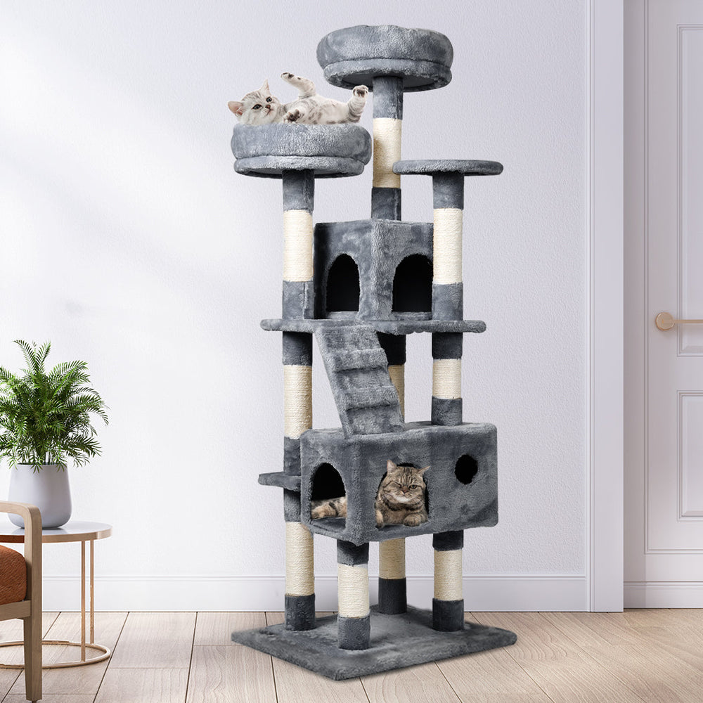 Pawz Cat Trees Scratching Post Scratcher For Large Cats Tower House Grey 141cm