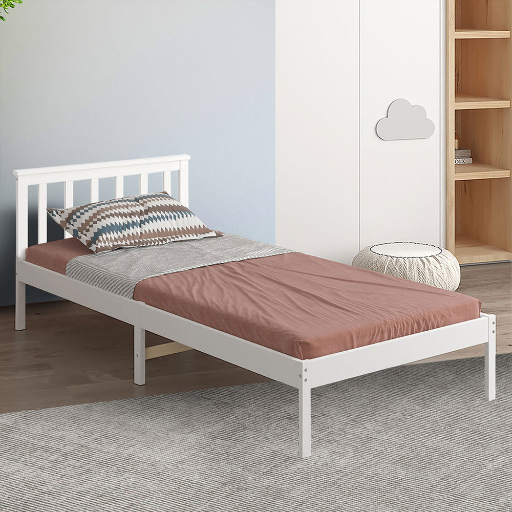 Levede Wooden Bed Frame King Single Full Size Mattress Base Timber White