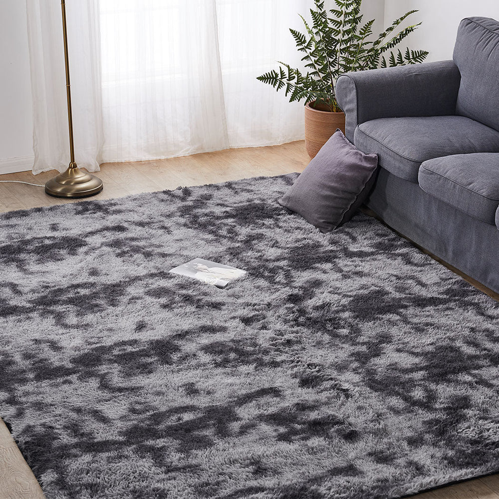 Marlow Floor Shaggy Rugs Soft Large Carpet Area Tie-dyed Midnight City 200x300cm