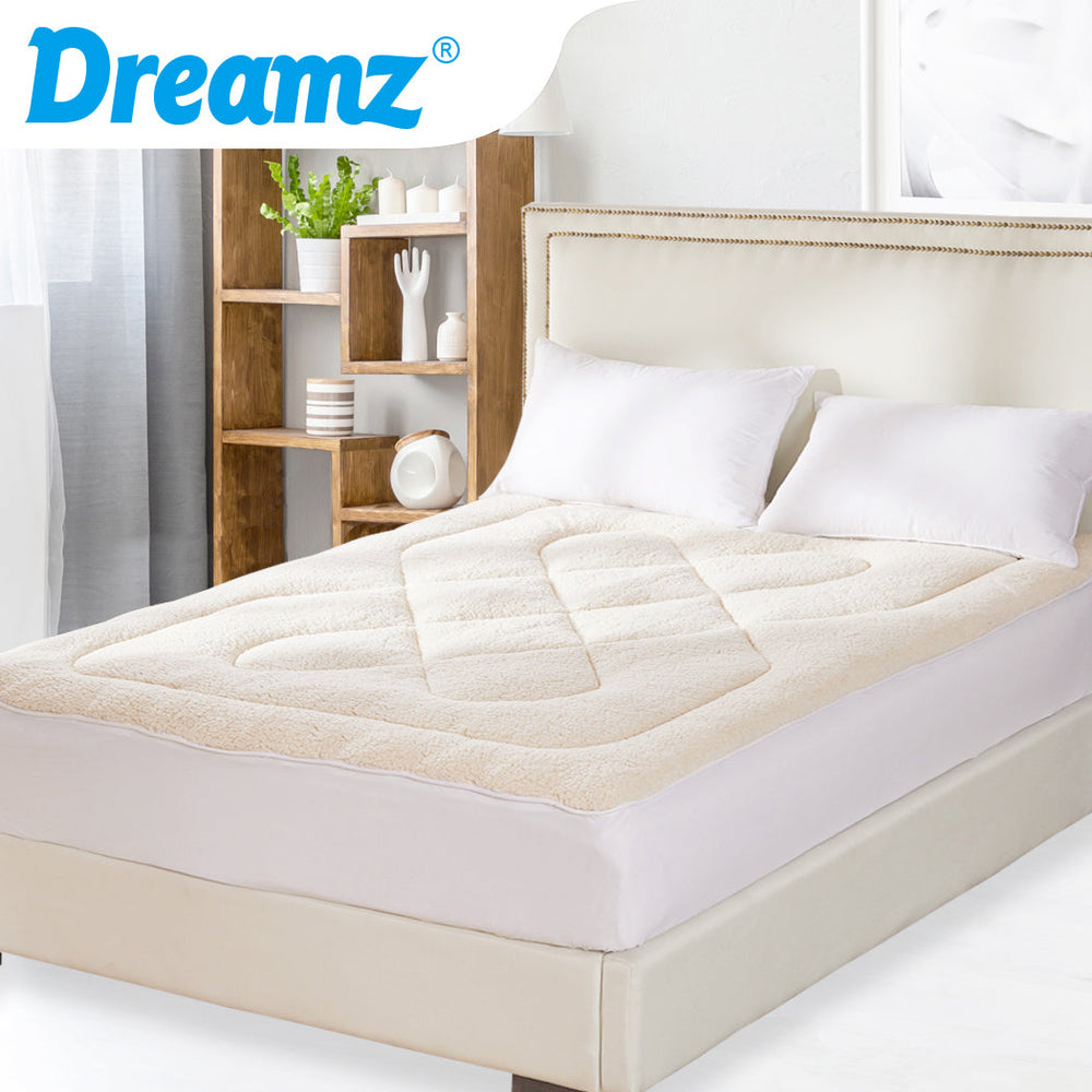 Dreamz Mattress Topper 100% Wool Underlay Reversible Mat Pad Protector King