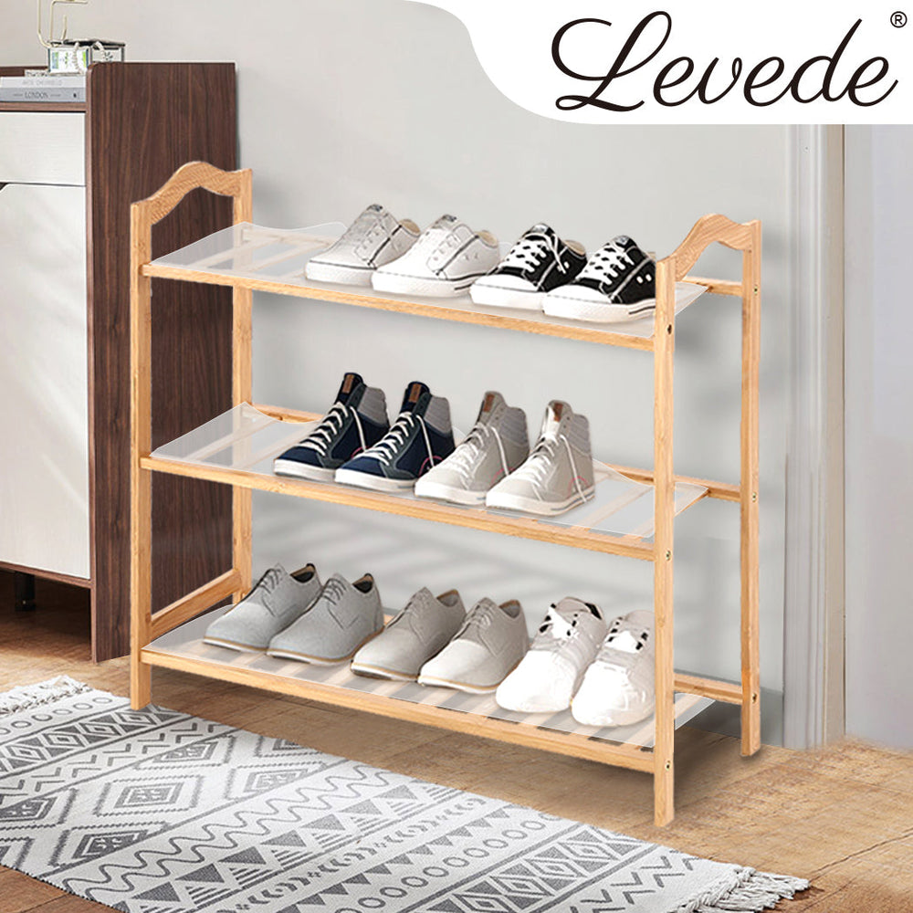 Levede 3 Tiers Bamboo Shoe Rack Storage Organizer Wooden Shelf Stand Shelves