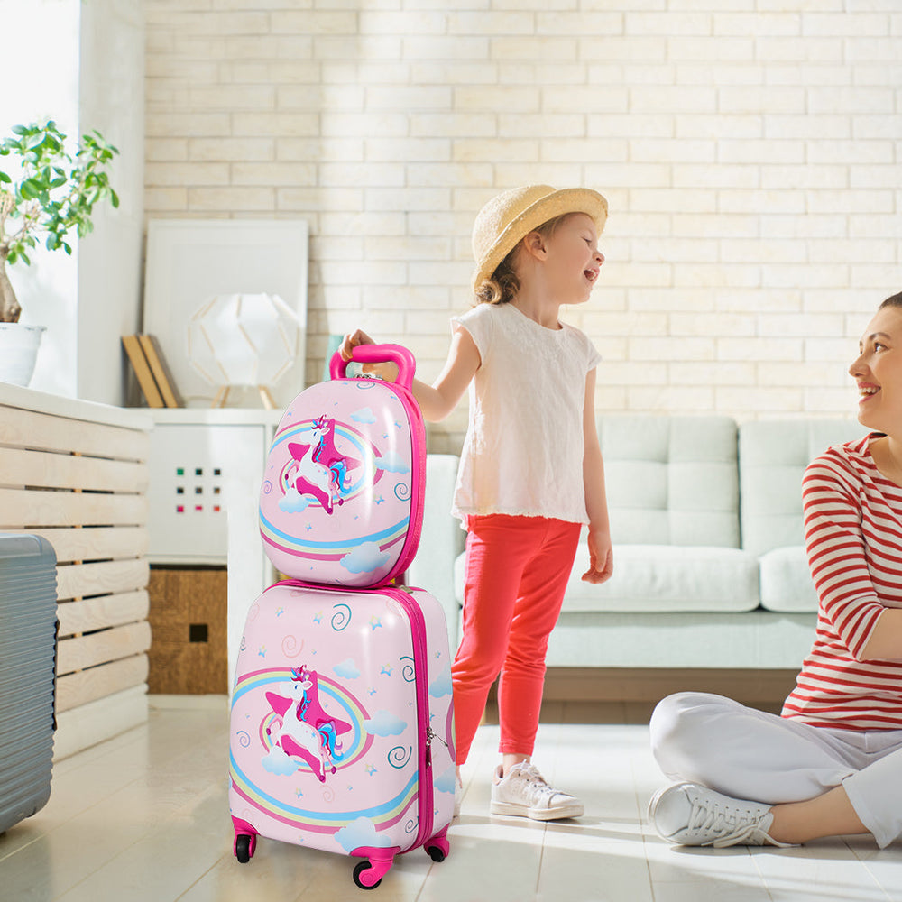 Bopeep 16&#39;&#39;13&#39;&#39; 2PCS Kids Luggage Set Travel Suitcase Child Bag Backpack Unicorn