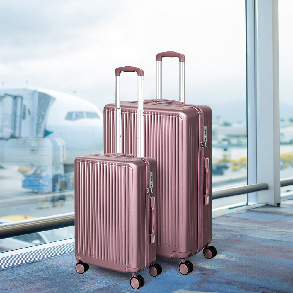 Slimbridge Luggage Suitcase Trolley Set Travel Lightweight 2pc 20&quot;+28&quot; Rose Gold