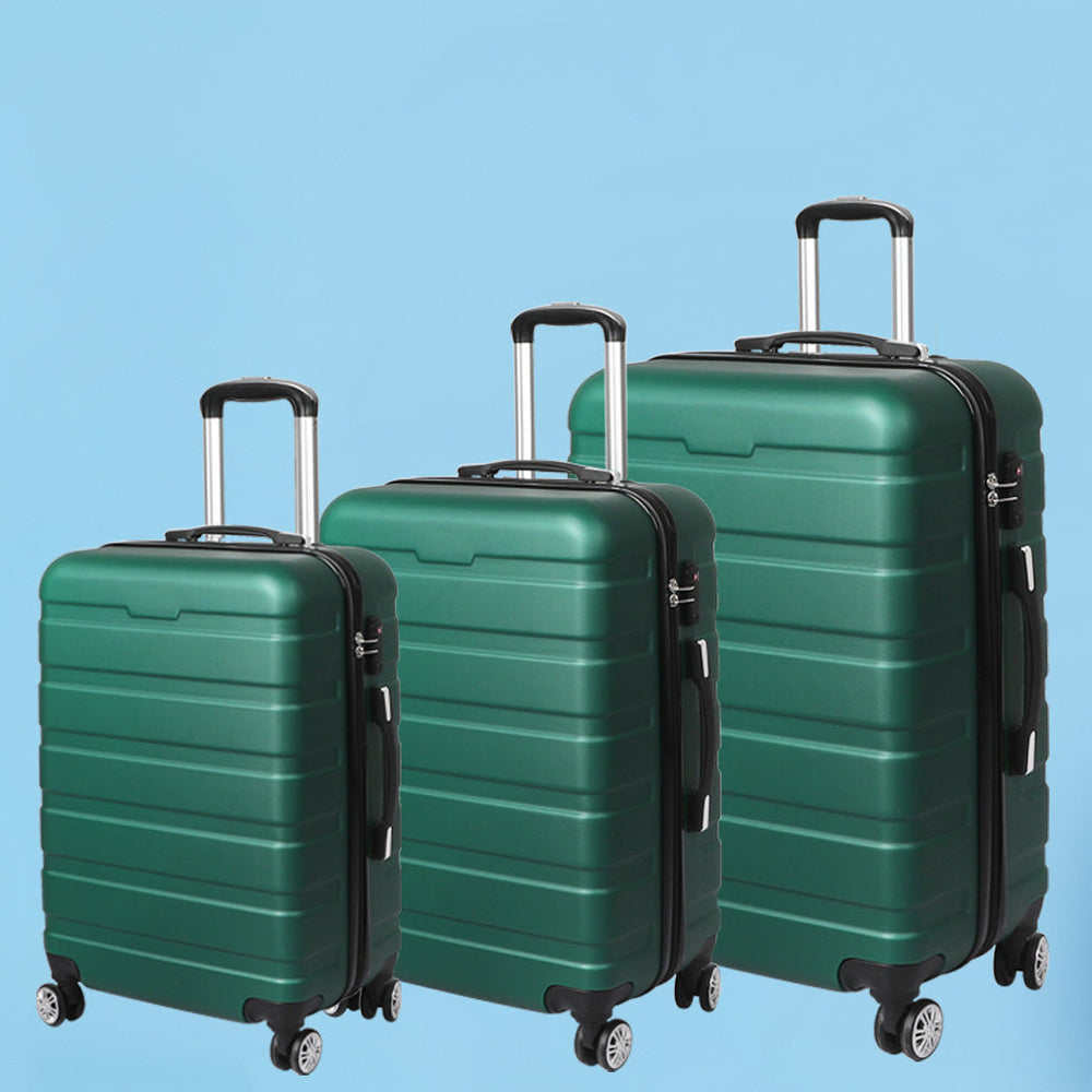 Slimbridge 3PC Luggage sets Suitcase 20&quot; 24&quot; 28&quot; Set Travel TSA Hard Case Green